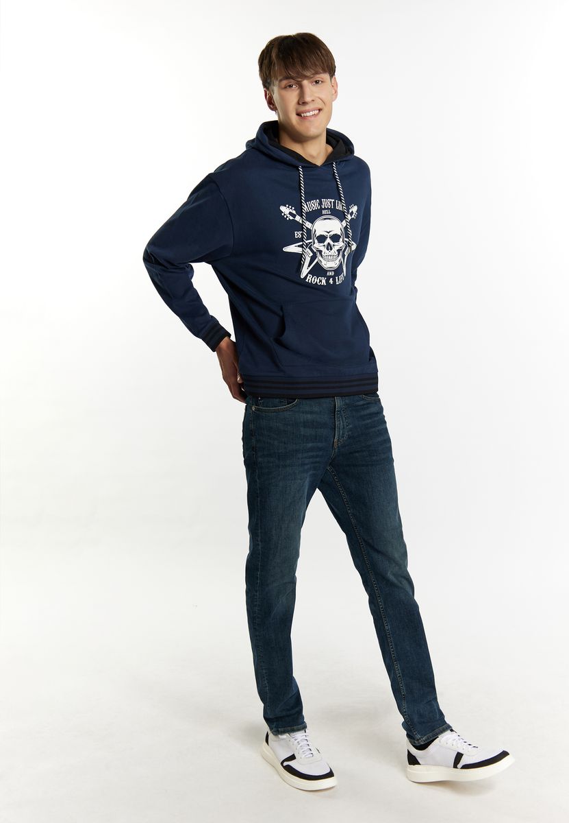 Rockiger Grafik-Hoodie mit Streifen
