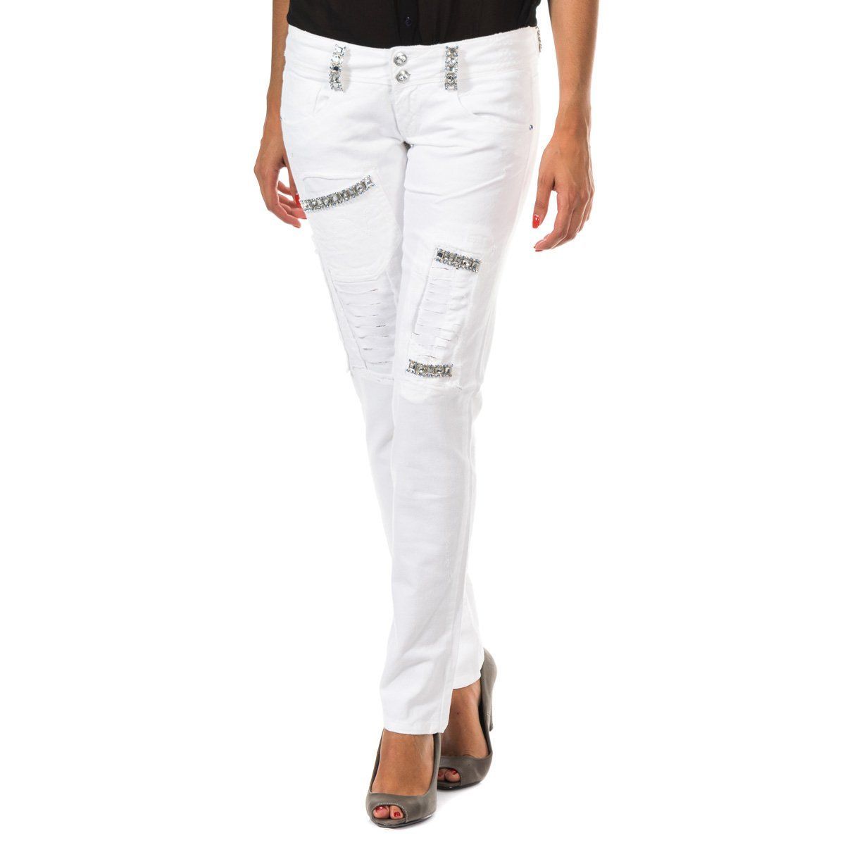 Verzierte Slim-Fit-Denimhose