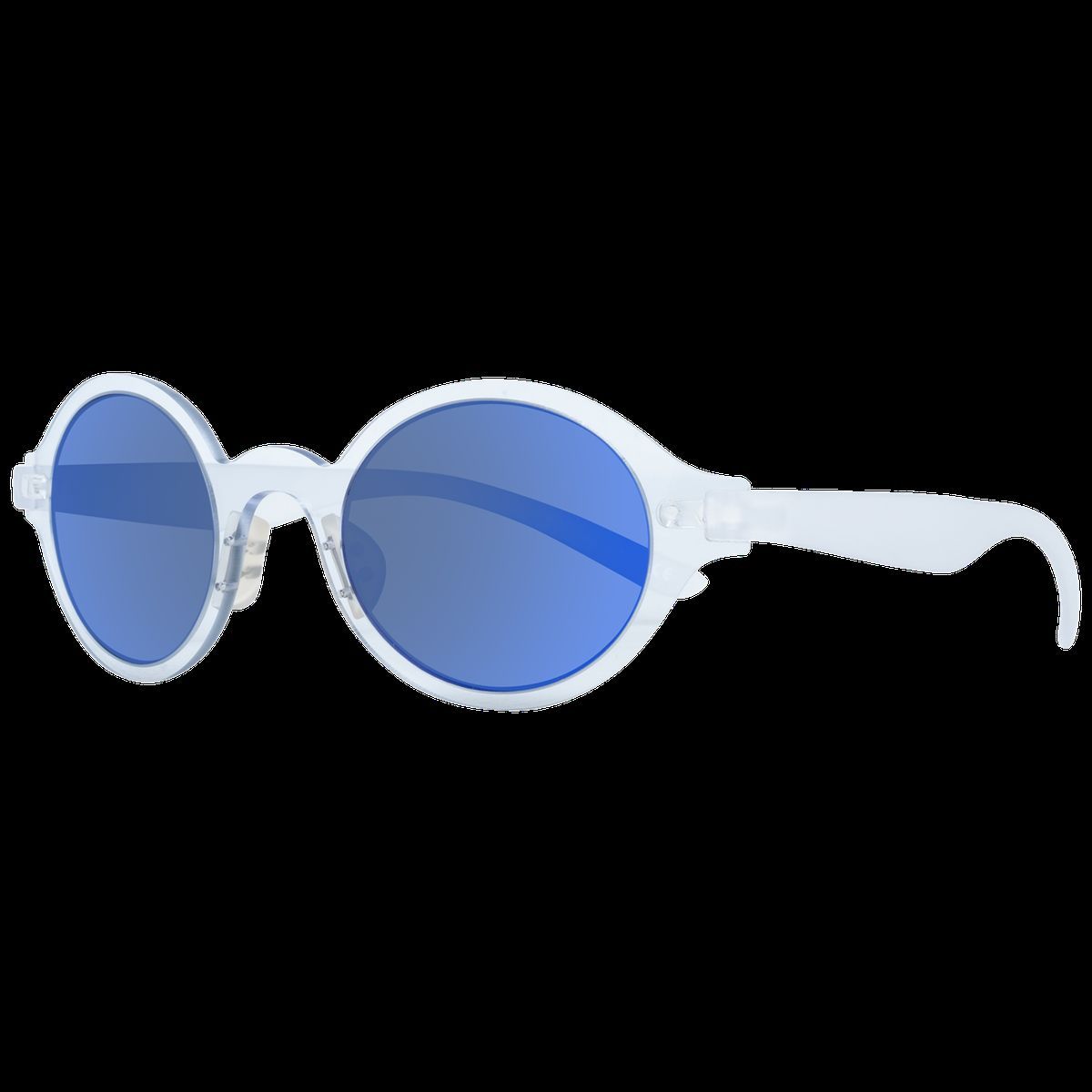 Runde Sonnenbrille mit blauen Gläsern