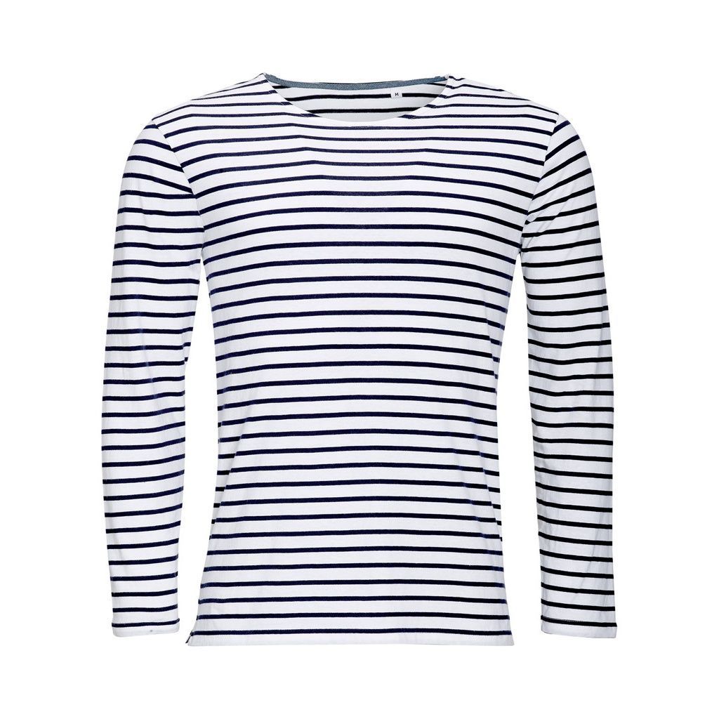Gestreiftes Langarm Baumwoll T-Shirt
