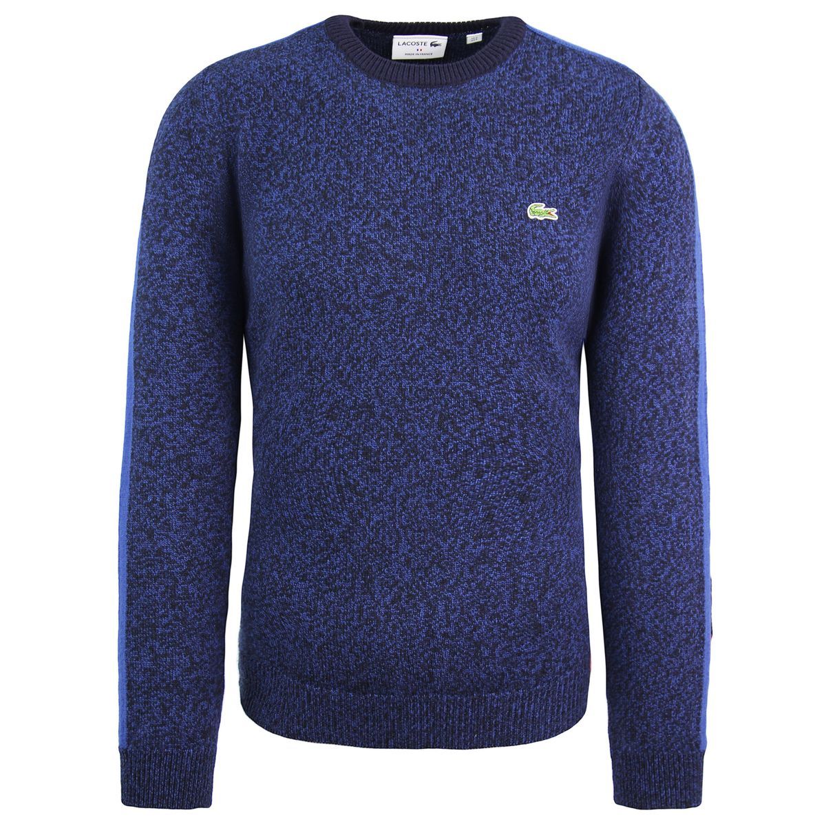 Strukturierter Rundhals-Pullover mit Ärmelstreifen