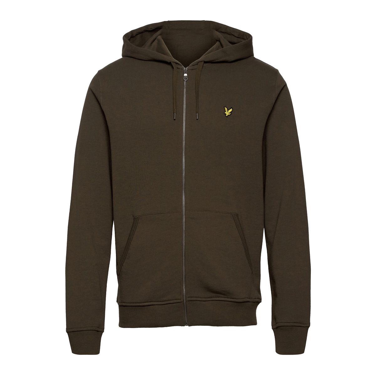 Olivefarbener Baumwoll-Hoodie mit Reißverschluss