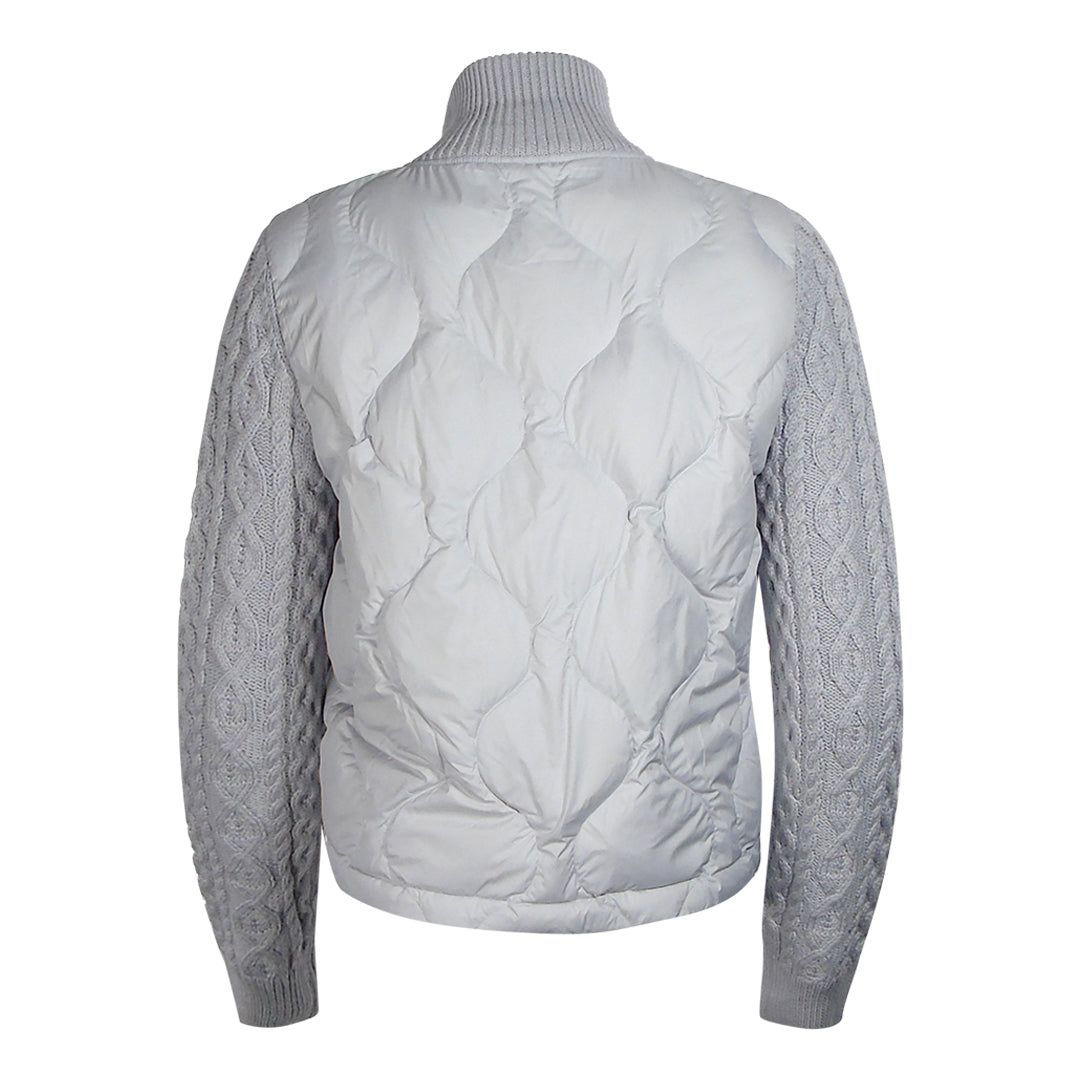 Hybrid-Steppjacke mit Zopfstrick-Ärmeln