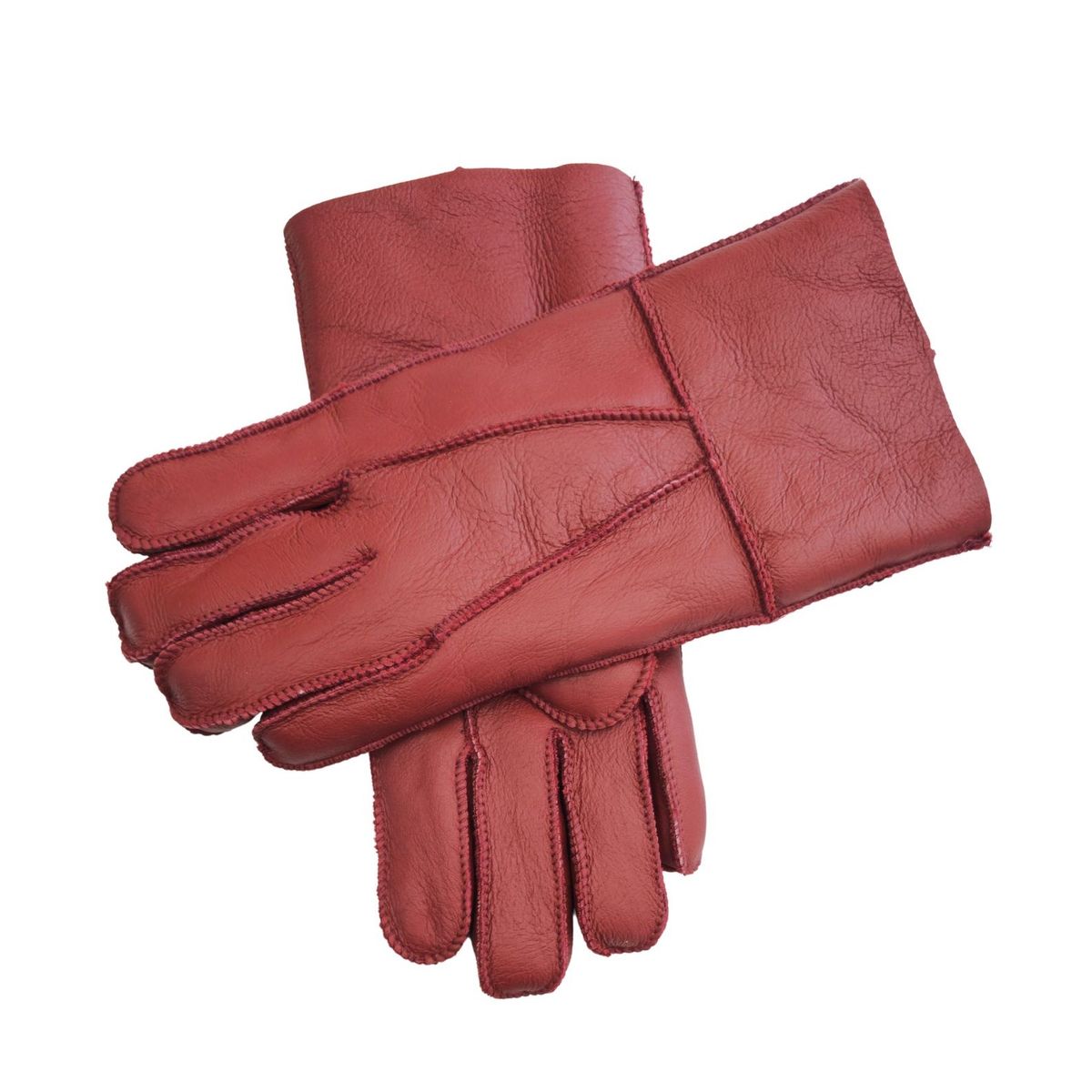 Klassische rote Shearling-Lederhandschuhe