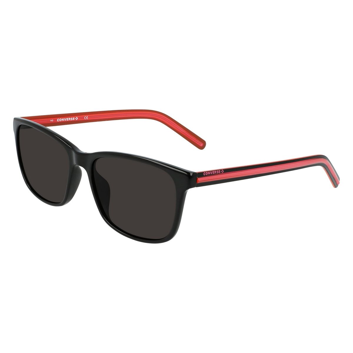 Schwarze Rechteckige Sonnenbrille mit Roten Details