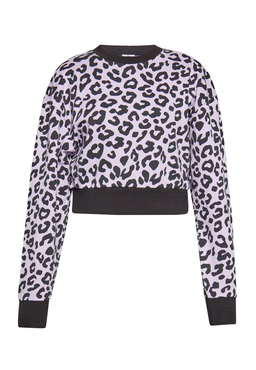 Sweatshirt mit Leopardenmuster, verkürzt
