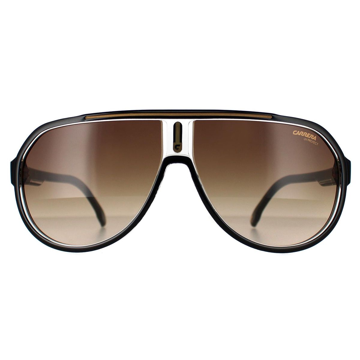 Aviator Sonnenbrille Schwarz Gold Verlaufende Gläser