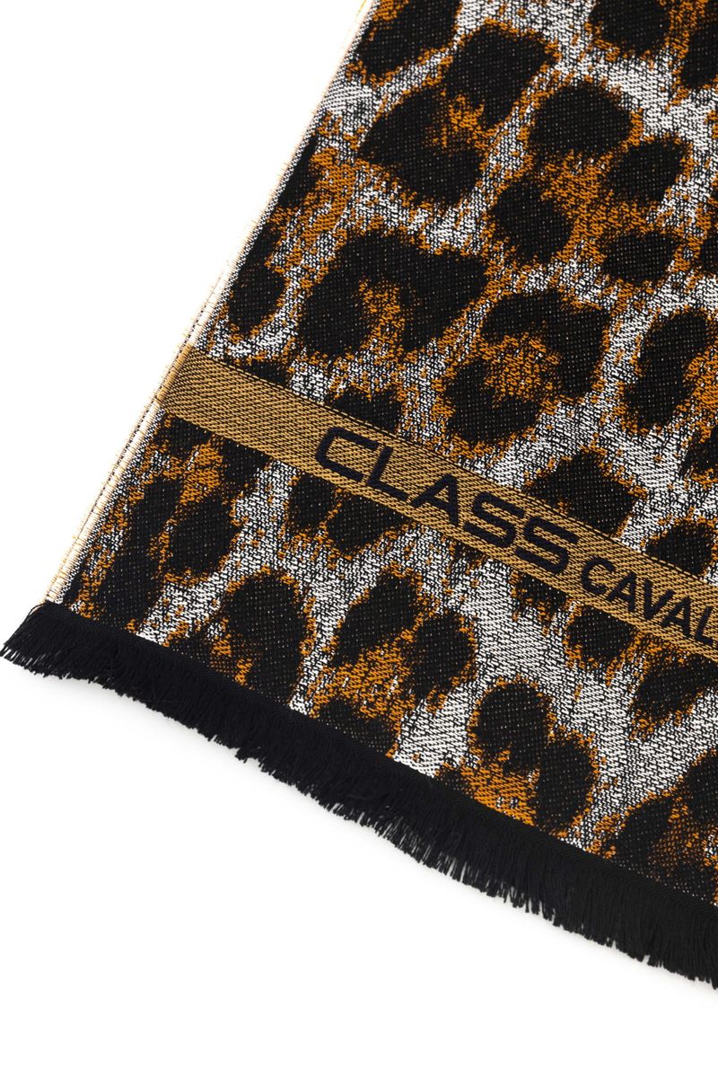 Strickschal mit Animal-Print und Logo