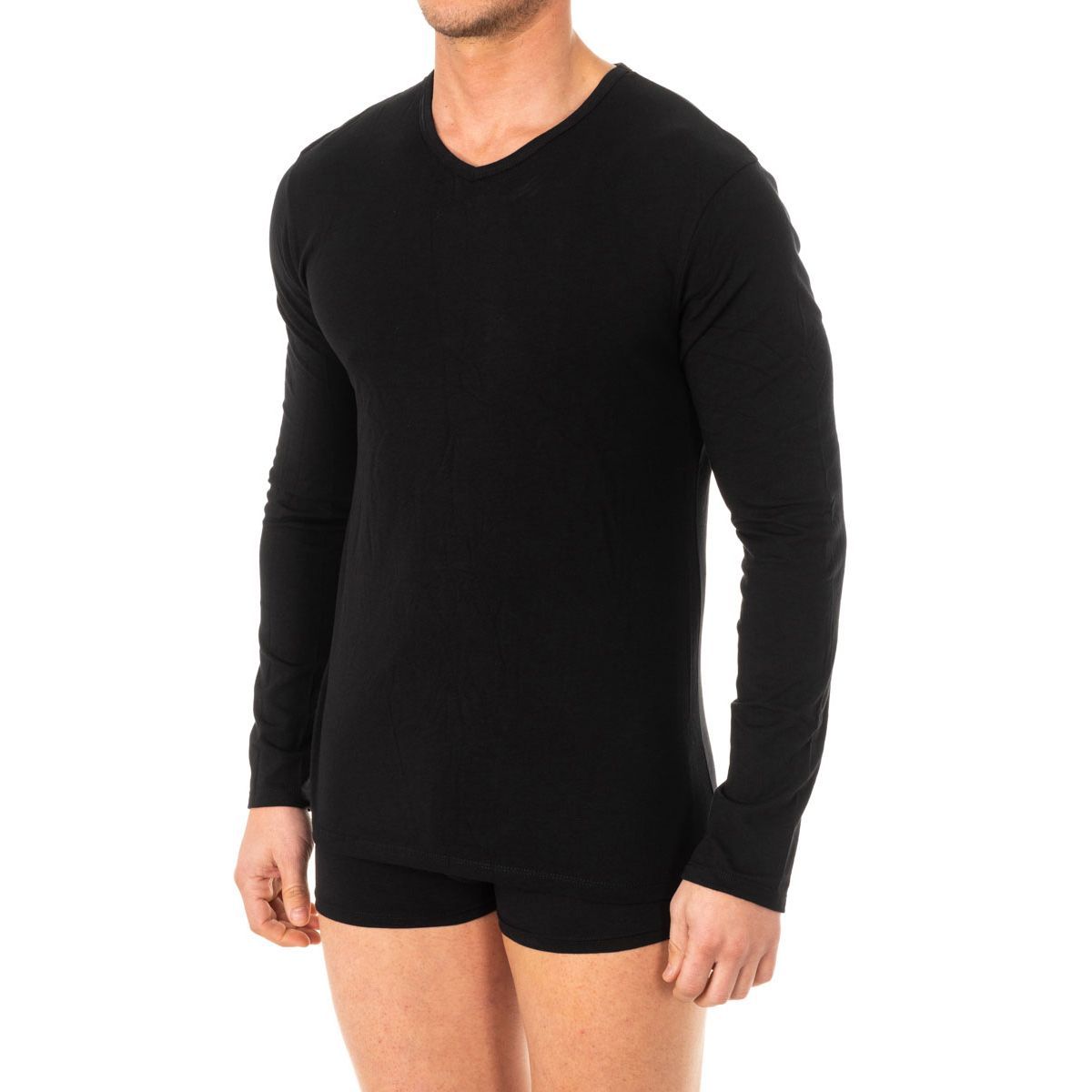 Herren Langarm V-Ausschnitt T-Shirt