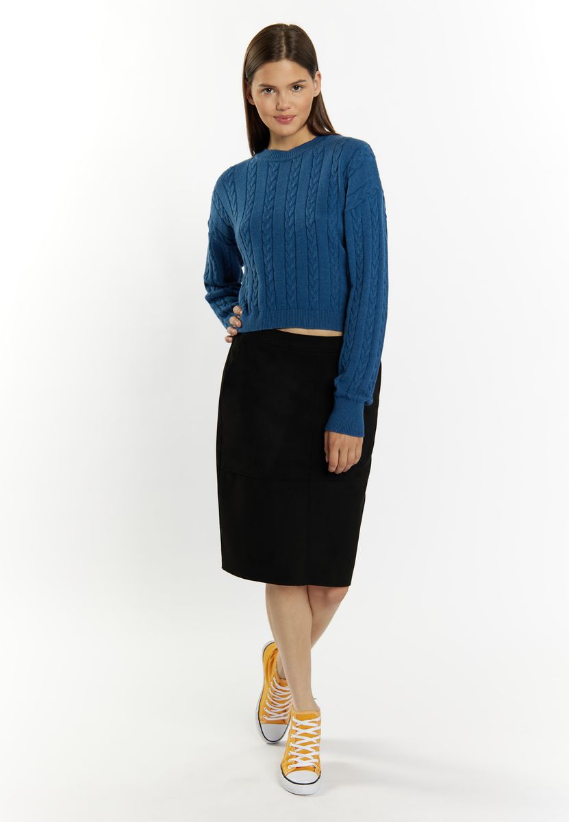 Klassischer Zopfstrick-Pullover mit Rundhalsausschnitt