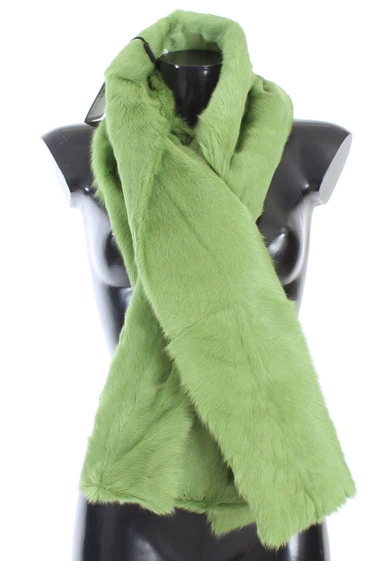Dolce & Gabbana - Écharpe longue en fourrure de chèvre verte pour femme
