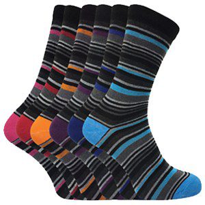 6 Paar formelle gemusterte Socken aus Baumwolle für Herren