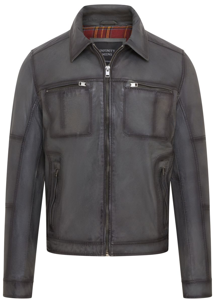 Klassische Leder-Bikerjacke für Herren