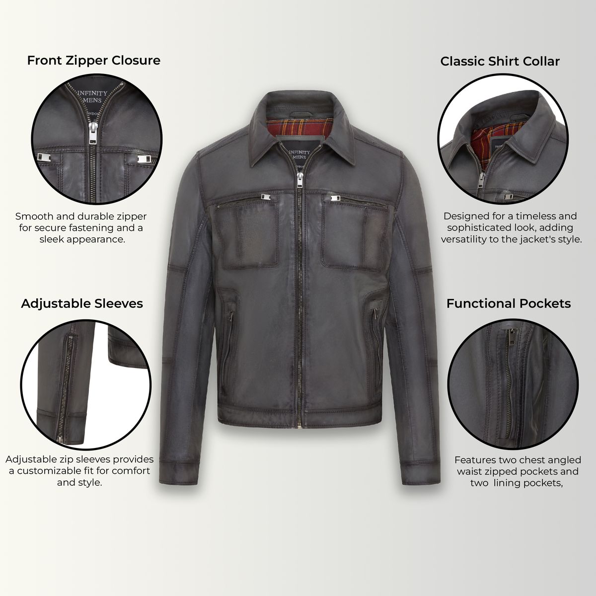 Klassische Harrington-Bikerjacke aus Leder