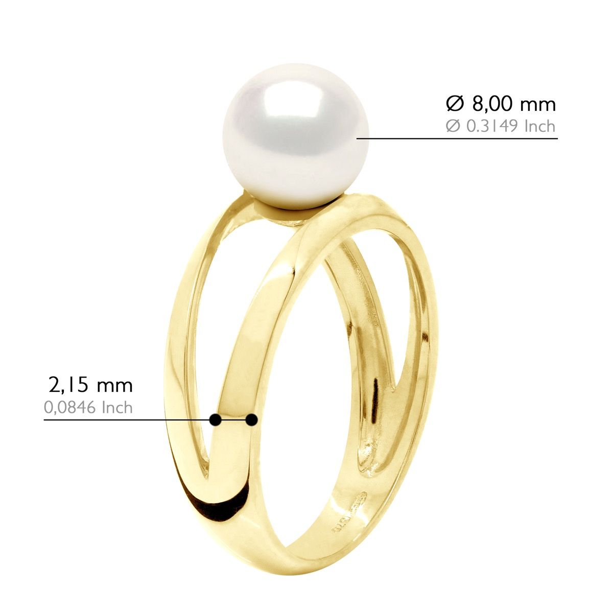 Goldring mit Perle und Doppelschiene