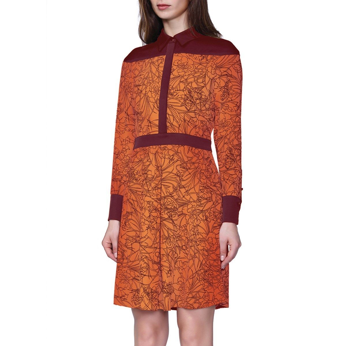 Hemdblusenkleid mit linearem Blumenmuster