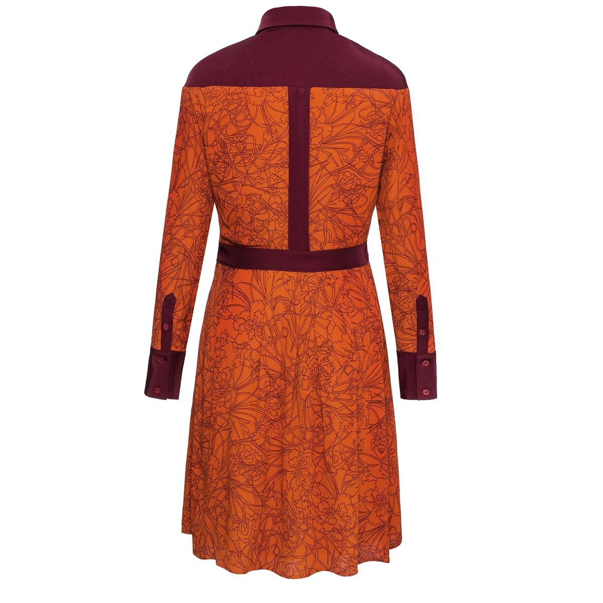 Hemdblusenkleid mit linearem Blumenmuster