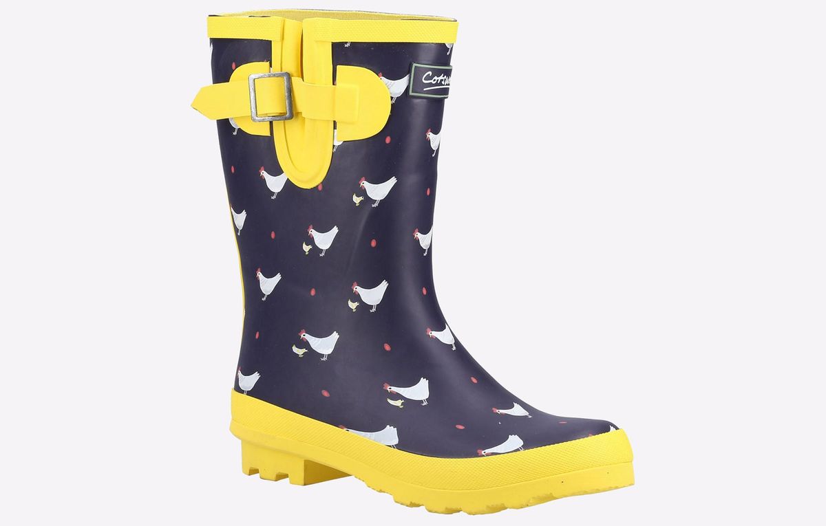 Mittelhohe Gummistiefel mit Hühnerprint