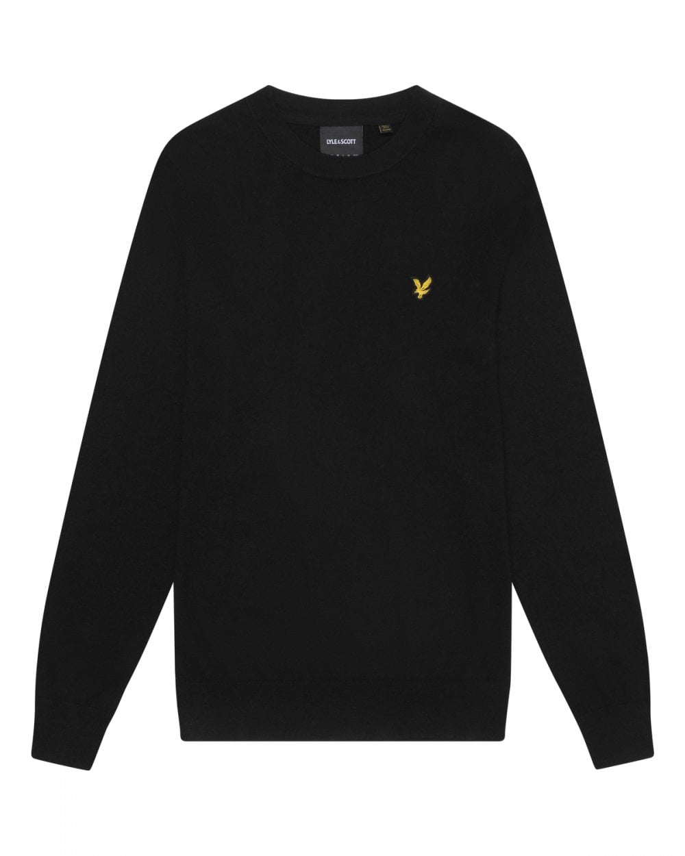 Schwarzer Rundhals-Pullover aus Baumwollmerinowolle