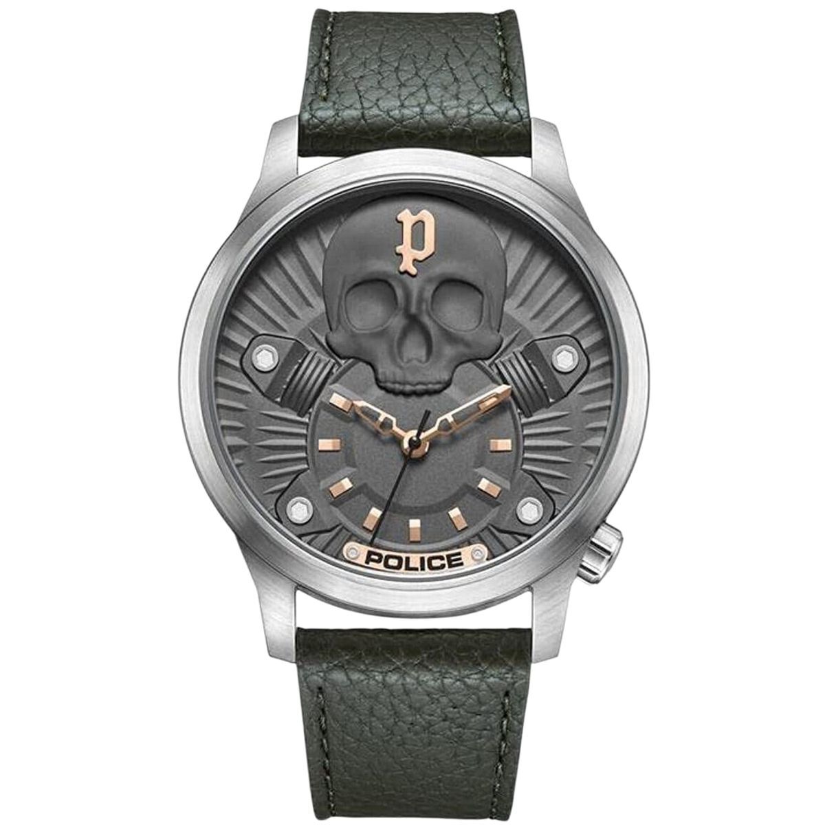 Auffällige Uhr mit Totenkopf-Zifferblatt