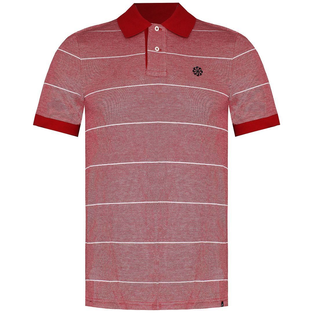 Herren Gestreiftes Rotes Poloshirt