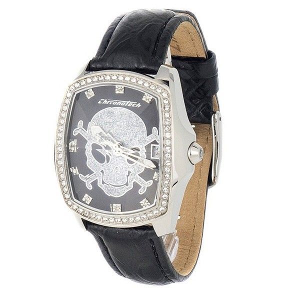 Uhr mit Totenkopf-Zifferblatt und Kristalllünette