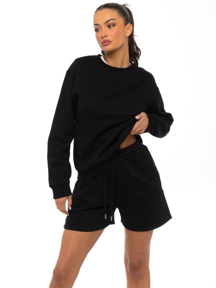 Damen Oversized Sweatshirt und Shorts Set