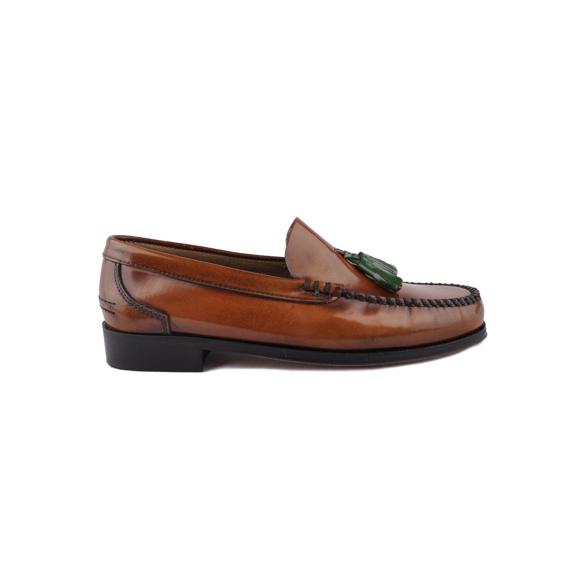 Braune Leder-Tassel-Slipper