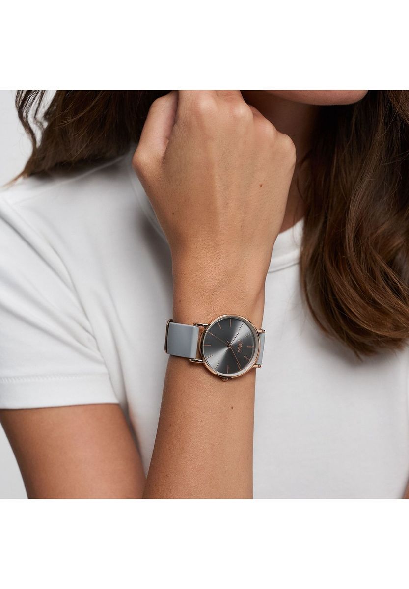 Minimalistische Damenuhr mit grauem Zifferblatt