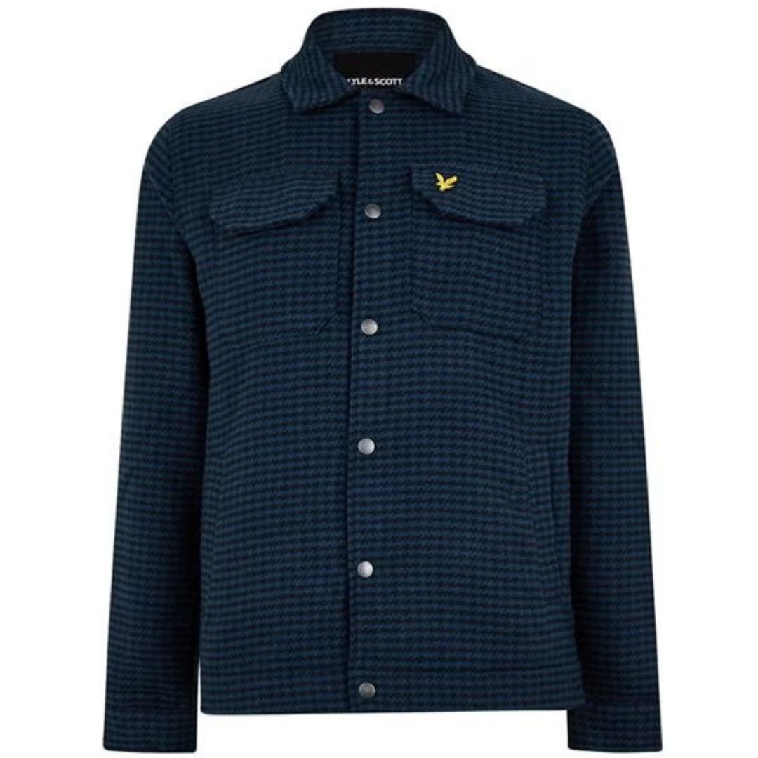 Strukturierte Jacke in Marineblauem Hahnentrittmuster