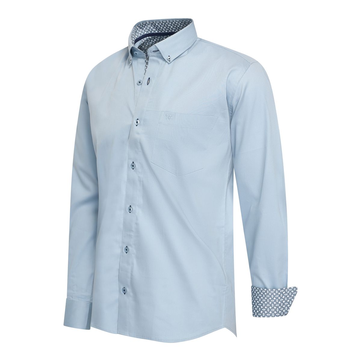 Herren Hellblaues Stretch-Hemd