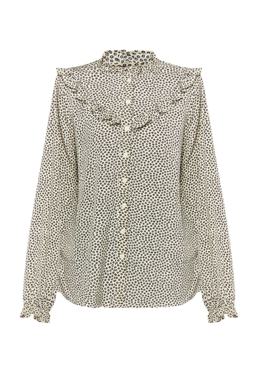 Blumenbluse mit Rüschenbesatz