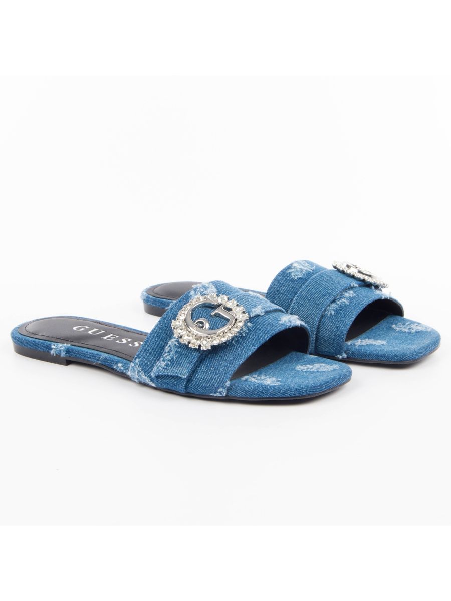 Jeansstoff-Sandalen mit Schmuck-Schnalle