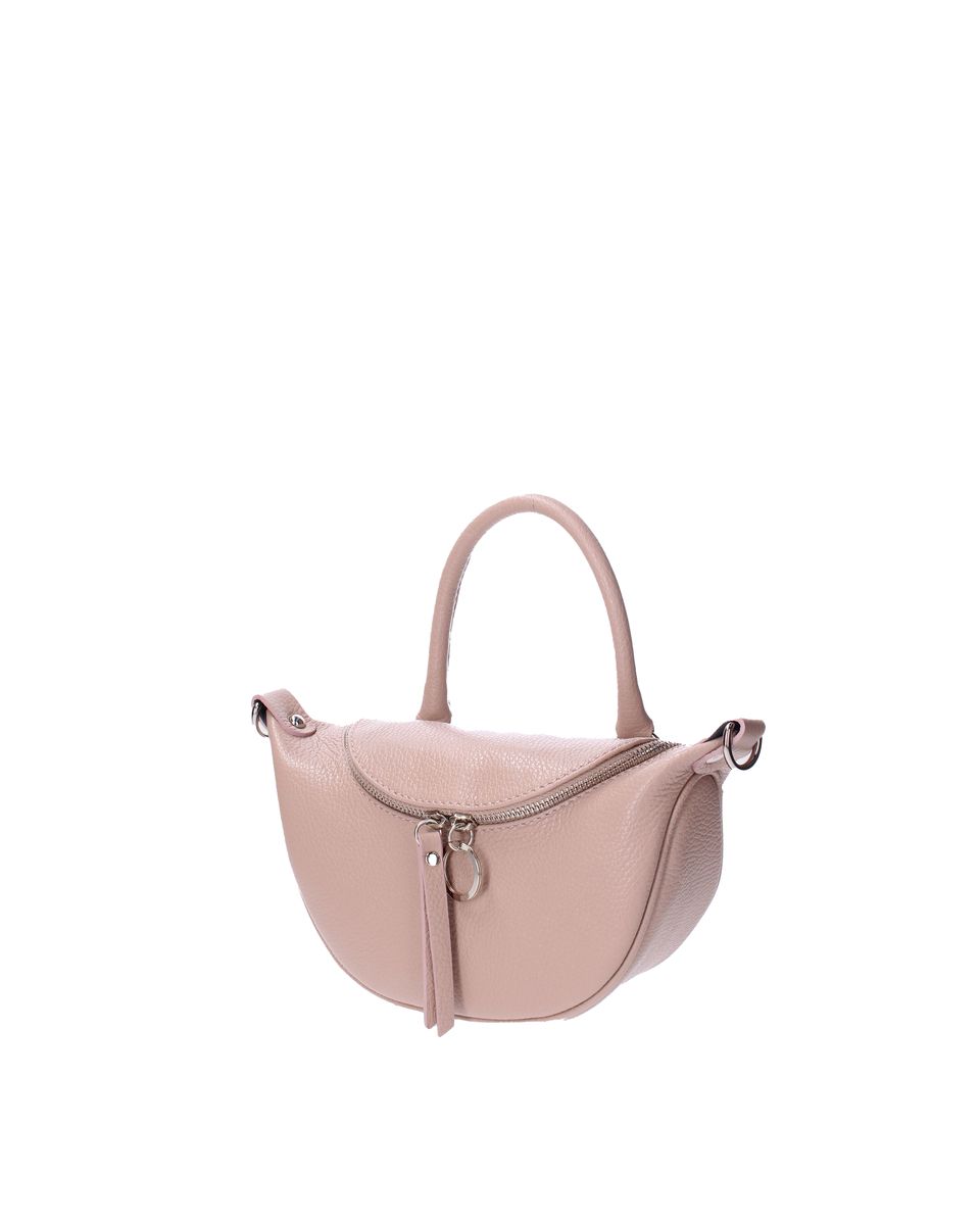 Halbmond-Handtasche aus genarbtem Leder