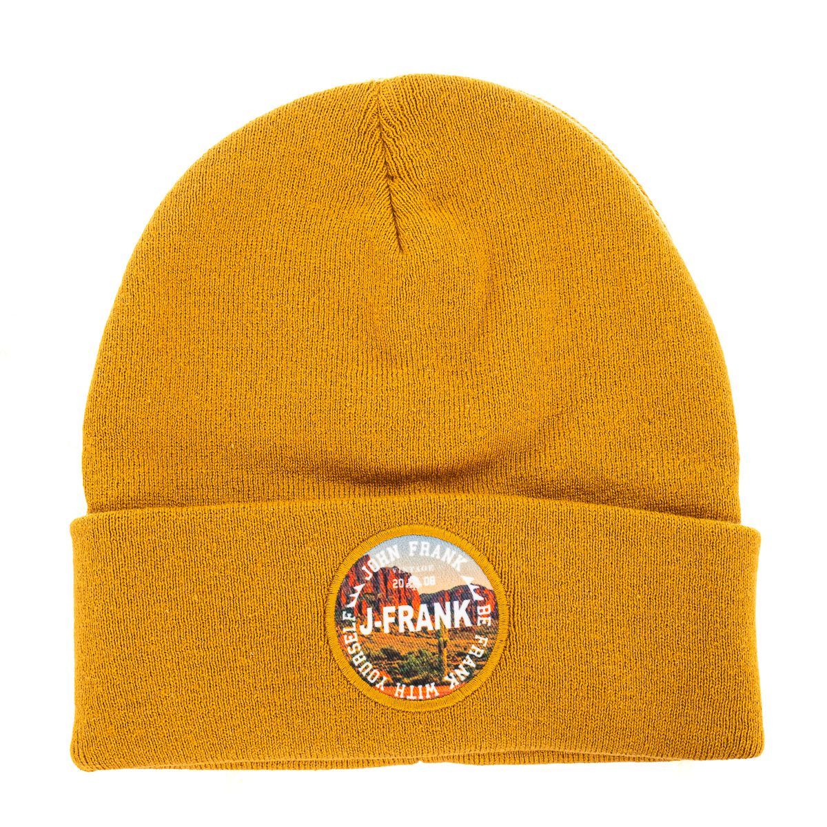 Senffarbene Mütze mit Logo-Aufnäher
