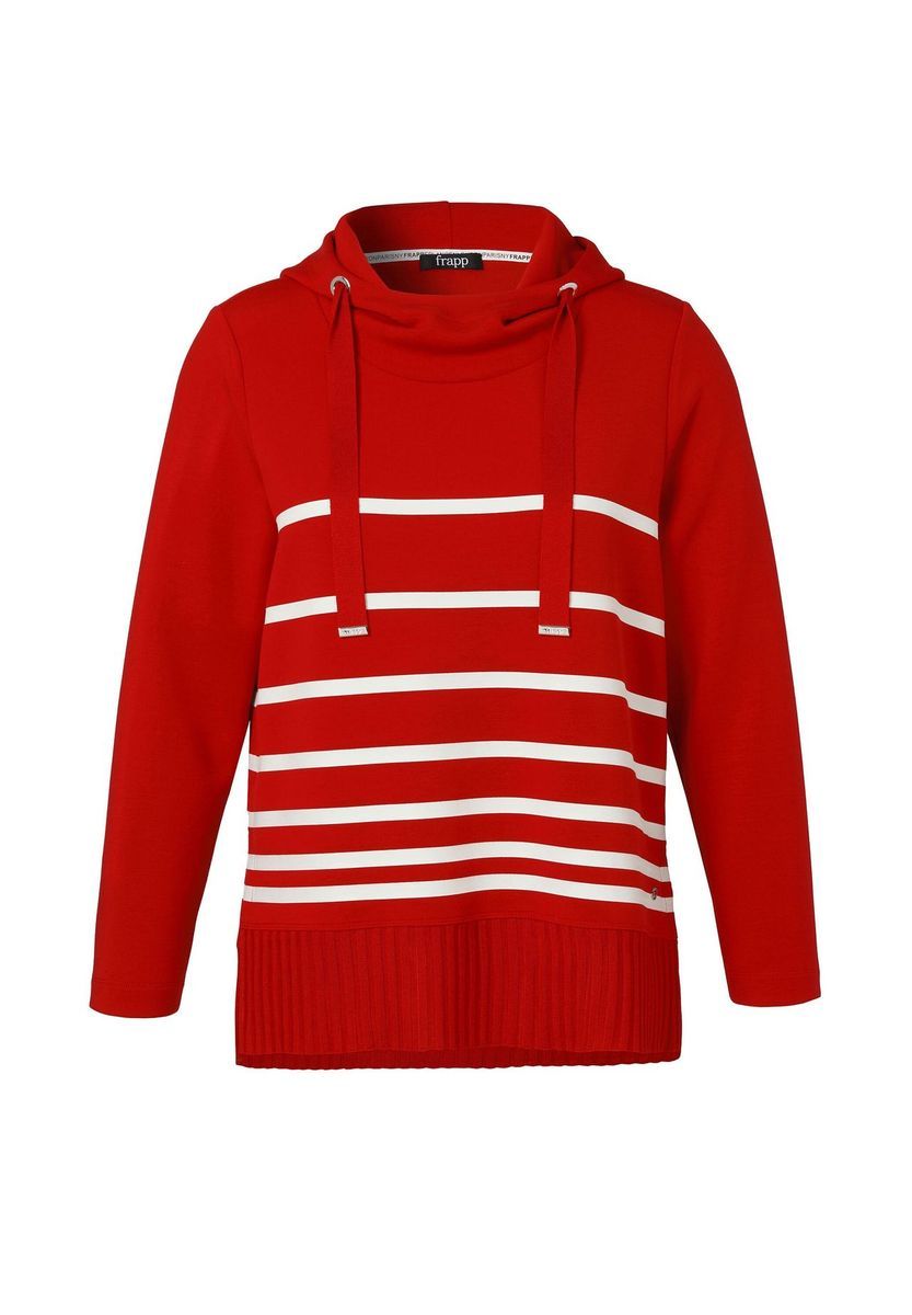 Gestreiftes Langarm-Sweatshirt mit Wasserfallausschnitt