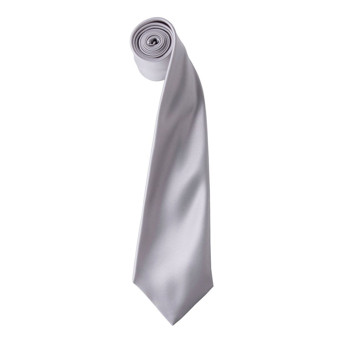 Klassische, einfarbige, silberne Satin Krawatte