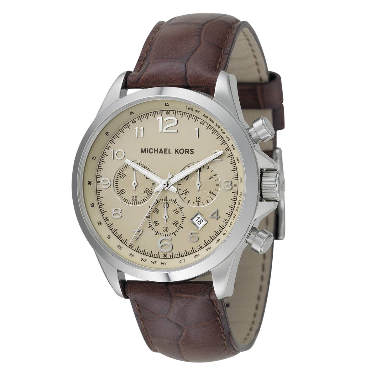 Herren Silber Edelstahl Braune Uhr