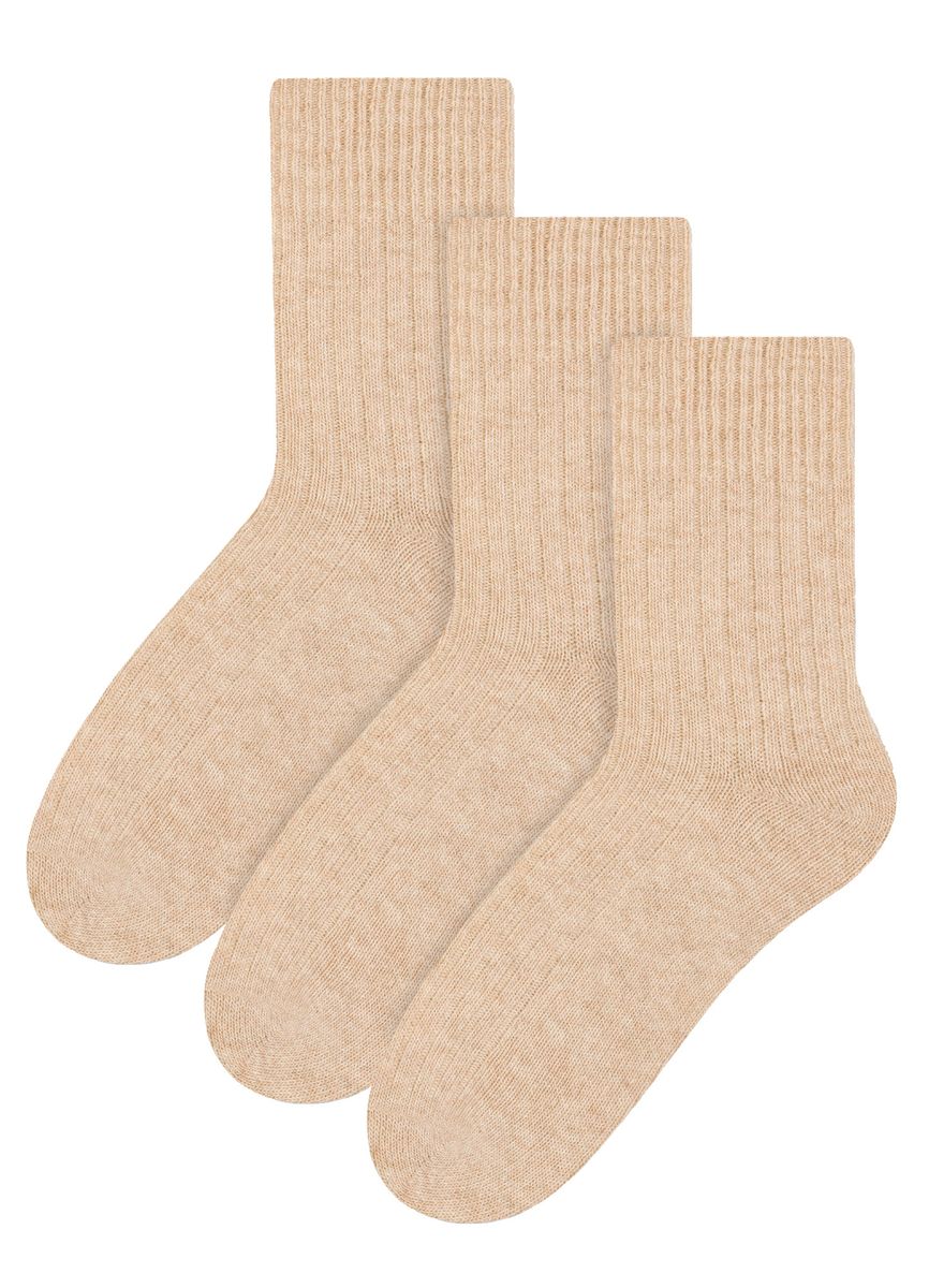 3 Paar Wollsocken für Damen | Steven | Atmungsaktive gepolsterte Damensocken Beige