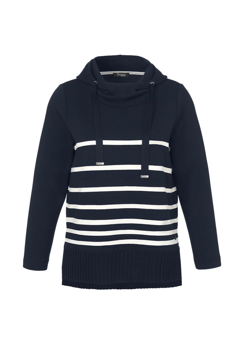Gestreiftes Kapuzensweatshirt mit Stricksaum
