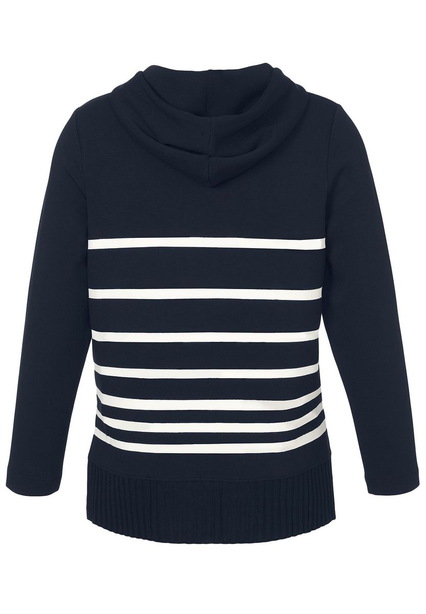 Gestreiftes Kapuzensweatshirt mit Stricksaum