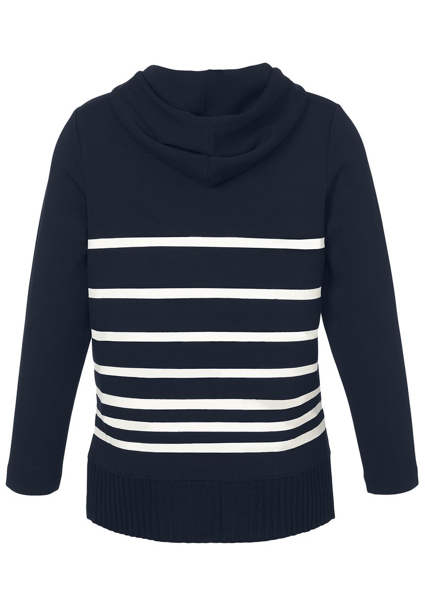 Gestreiftes Kapuzensweatshirt mit Stricksaum