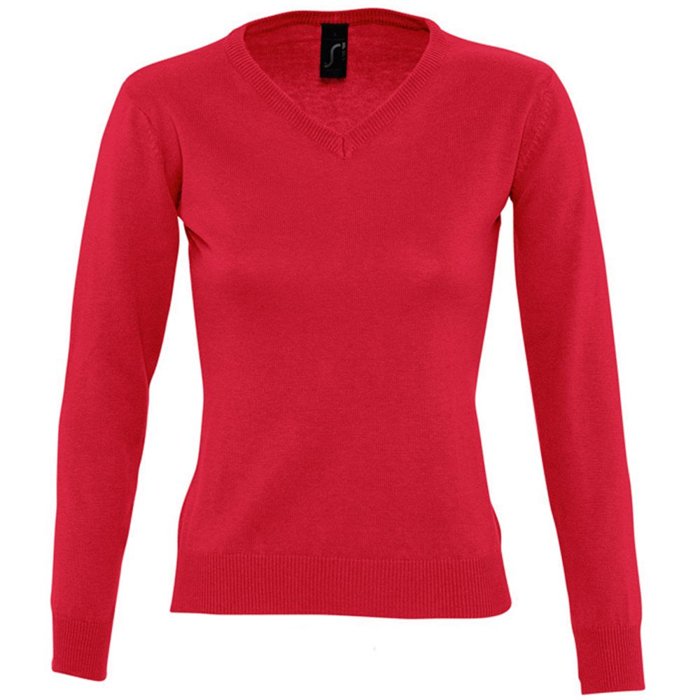 Damen V-Ausschnitt Strickpullover Figurbetont
