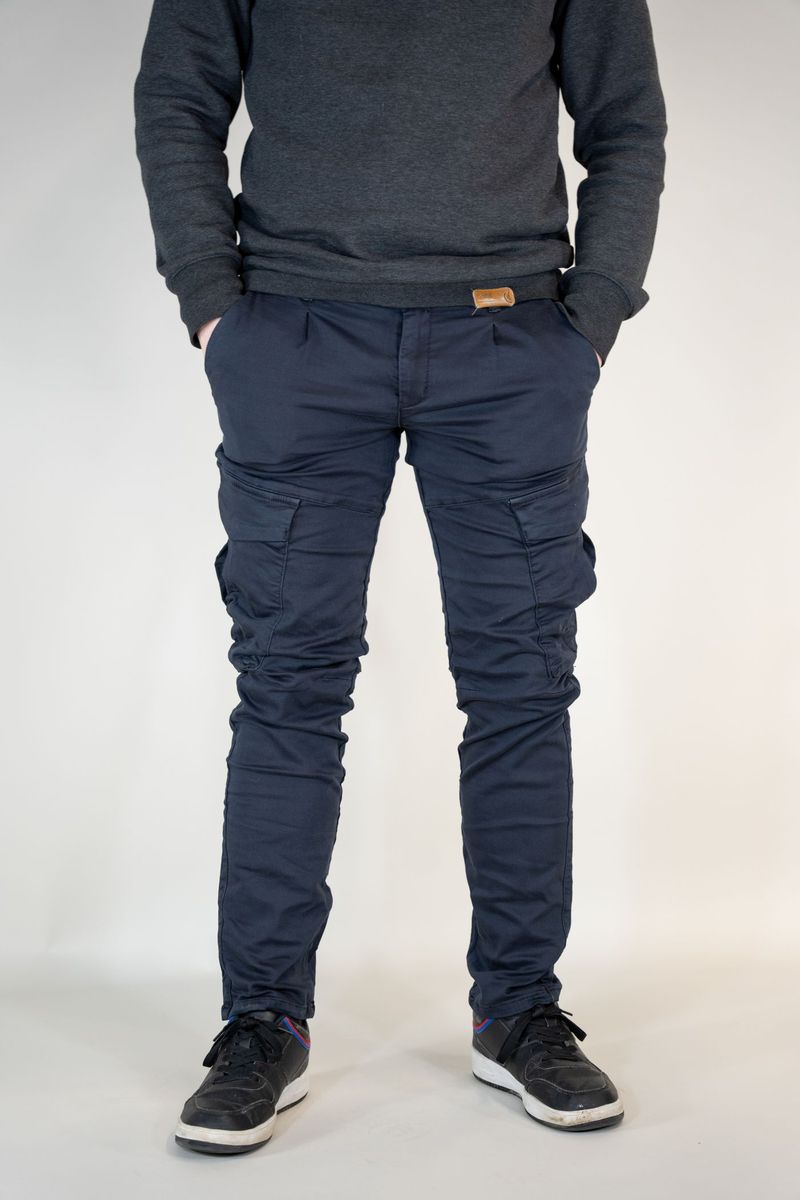 Herren Marineblaue Slim Fit Cargohose