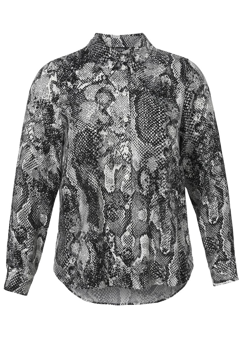 Viskosebluse mit Schlangenmuster Langarm