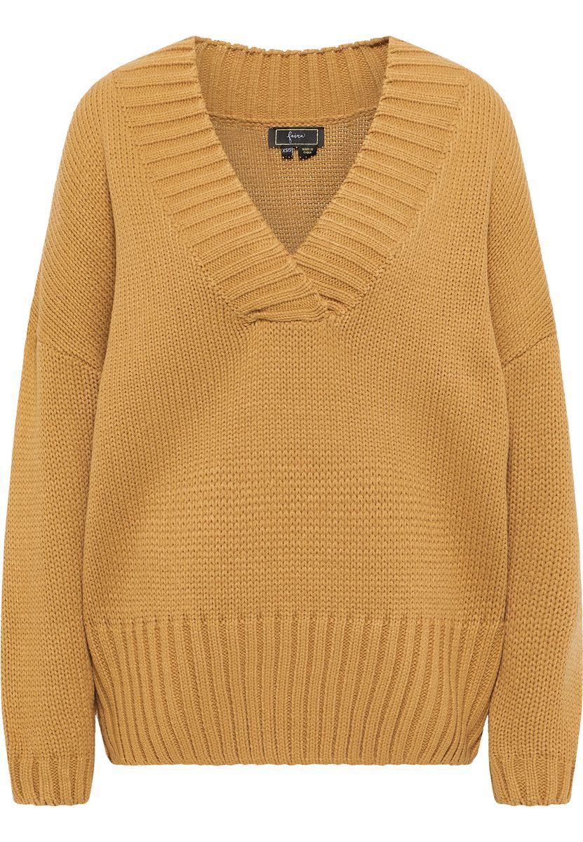 Übergroßer Strickpullover mit V-Ausschnitt