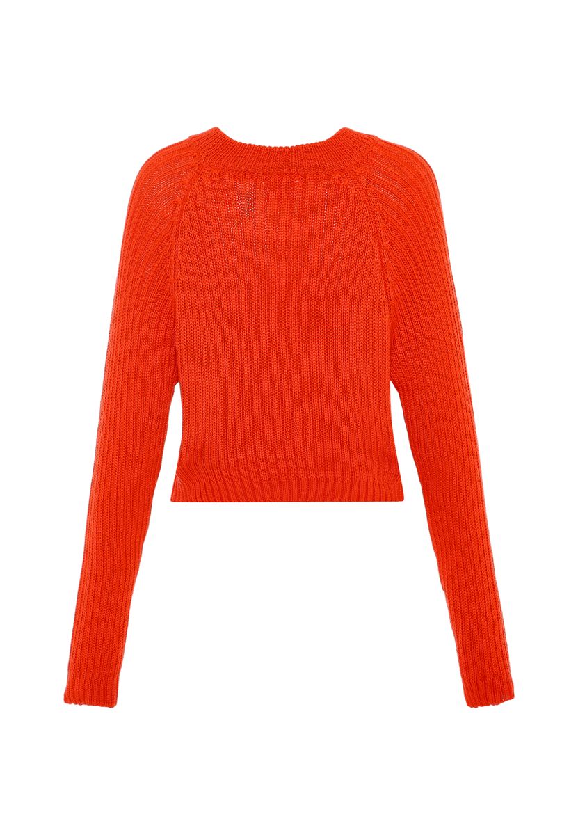 Lässiger Rippstrick-Pullover mit V-Ausschnitt