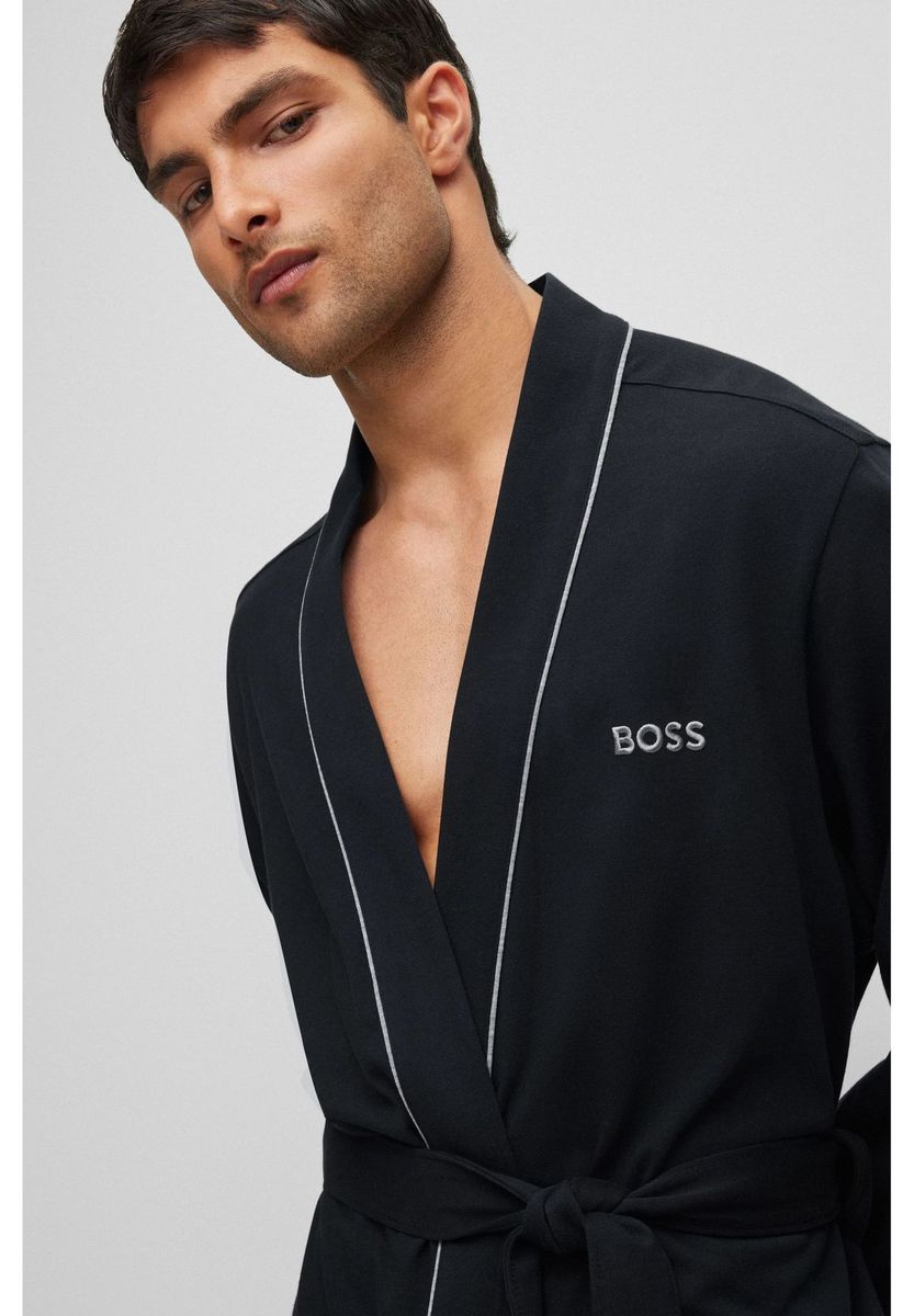 Herren Morgenmantel aus Baumwoll-Frottee mit Logo