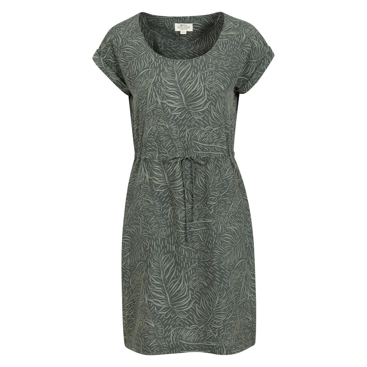 Damen Midikleid mit tropischem Blattdruck