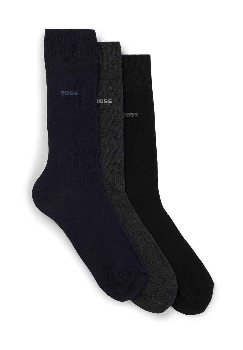 BOSS Kurzsocken, 3er-Pack, uni, für Herren, grau|schwarz, 43-46